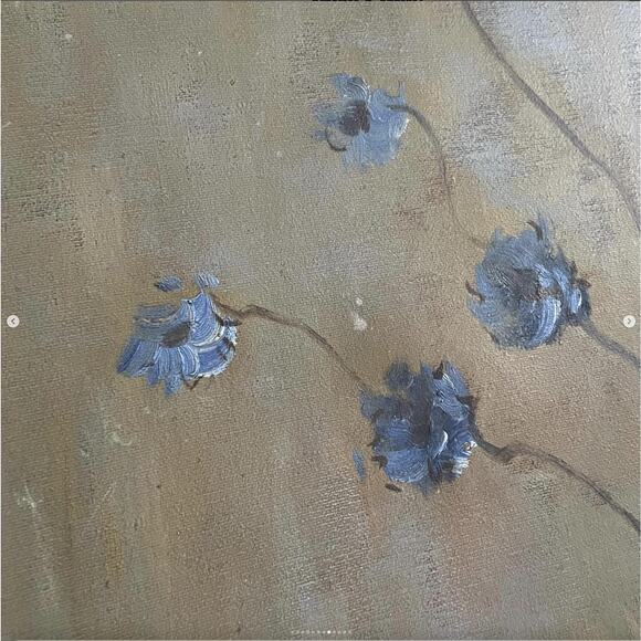 Vintage Flower Painting Large Floral Stretched Canvas Signed Pink Shabby 24x30" - Picture 6 of 10